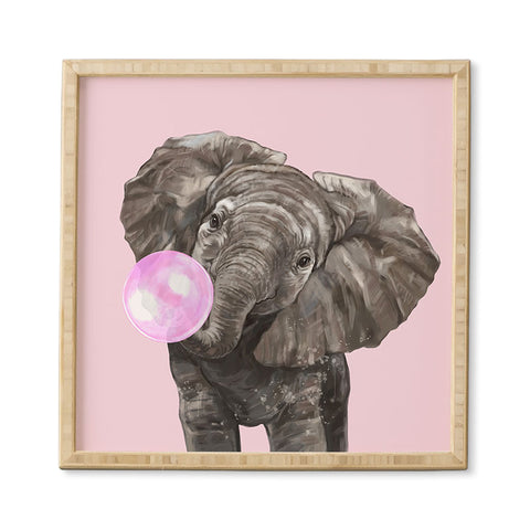 Big Nose Work Baby Elephant Blowing Bubble Framed Wall Art