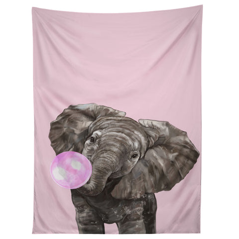 Big Nose Work Baby Elephant Blowing Bubble Tapestry