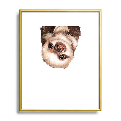 Big Nose Work Baby Sloth Metal Framed Art Print