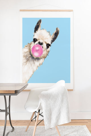 Big Nose Work Bubble Gum Sneaky Llama Blue Art Print And Hanger