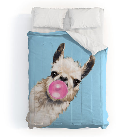 Big Nose Work Bubble Gum Sneaky Llama Blue Comforter