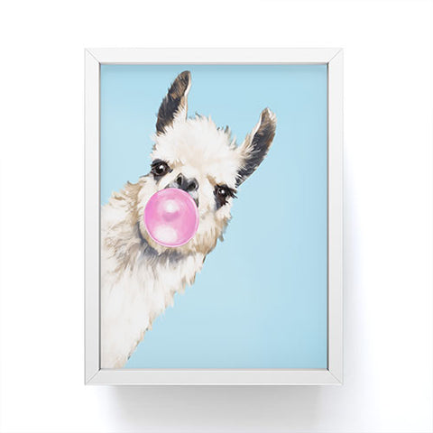 Big Nose Work Bubble Gum Sneaky Llama Blue Framed Mini Art Print