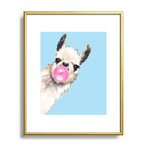 Big Nose Work Bubble Gum Sneaky Llama Blue Metal Framed Art Print