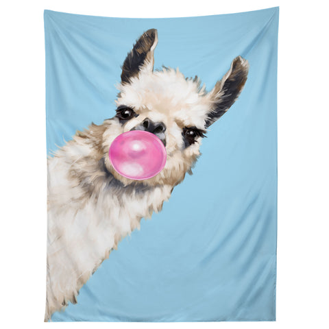 Big Nose Work Bubble Gum Sneaky Llama Blue Tapestry