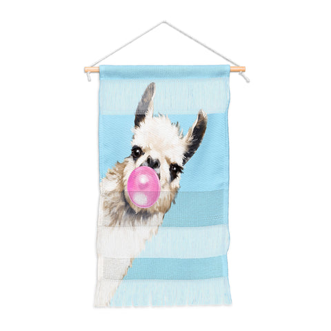 Big Nose Work Bubble Gum Sneaky Llama Blue Wall Hanging Portrait