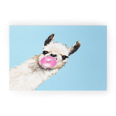 Big Nose Work Bubble Gum Sneaky Llama Blue Welcome Mat