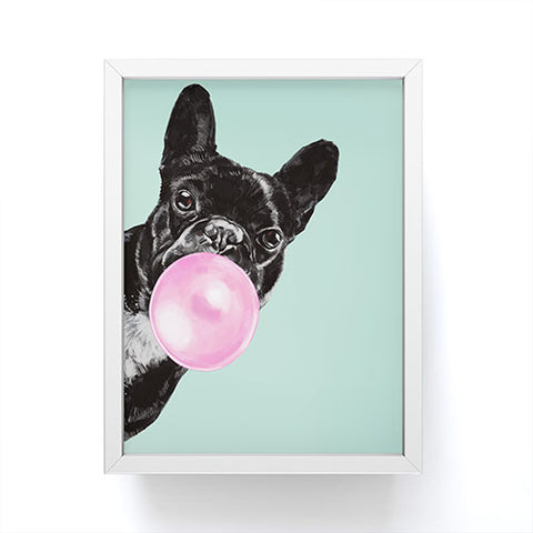 Big Nose Work Bubblegum French Bulldog Framed Mini Art Print