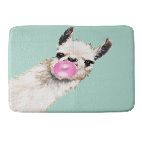 Big Nose Work Bubblegum Llama in Green Memory Foam Bath Mat