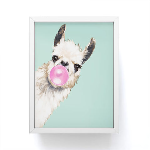 Big Nose Work Bubblegum Llama in Green Framed Mini Art Print
