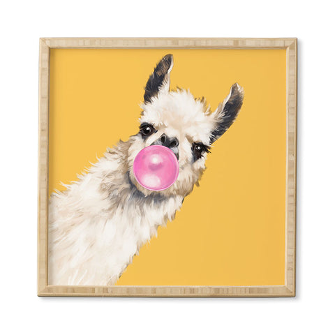 Big Nose Work Bubblegum Sneaky Llama Yellow Framed Wall Art