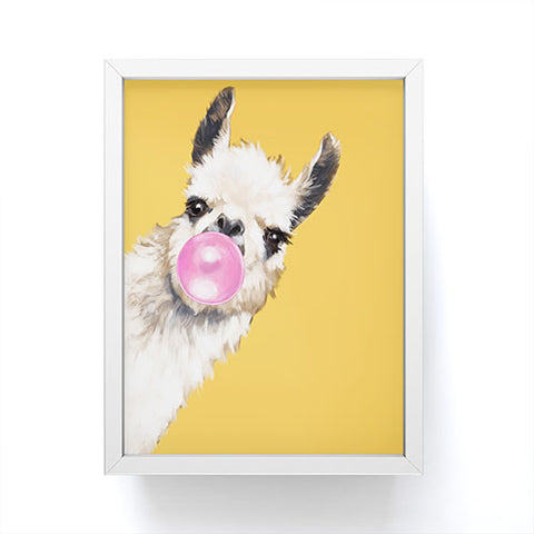 Big Nose Work Bubblegum Sneaky Llama Yellow Framed Mini Art Print