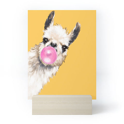 Big Nose Work Bubblegum Sneaky Llama Yellow Mini Art Print