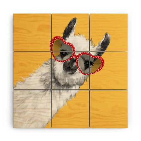 Big Nose Work Fashion Hipster Llama Wood Wall Mural