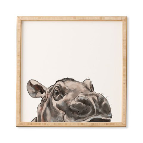 Big Nose Work Peeking Baby Hippo Framed Wall Art