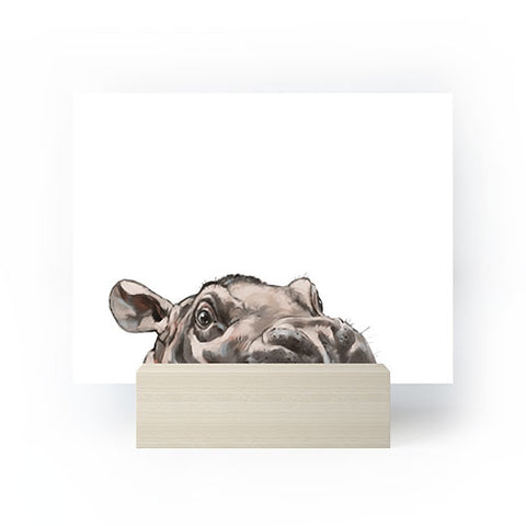 Big Nose Work Peeking Baby Hippo Mini Art Print
