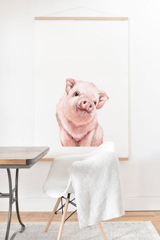 Big Nose Work Pink Baby Pig Art Print And Hanger