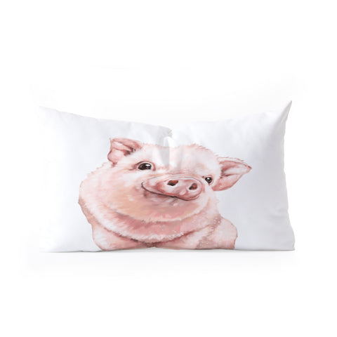 Big Nose Work Pink Baby Pig Oblong Throw Pillow