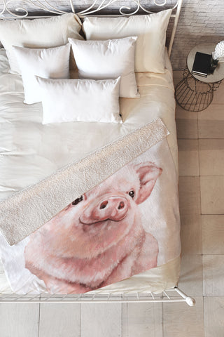 Big Nose Work Pink Baby Pig Fleece Throw Blanket