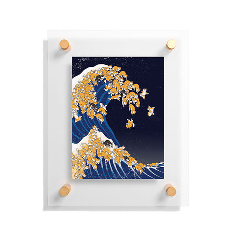 Big Nose Work Shiba Inu Great Wave at Night Floating Acrylic Print