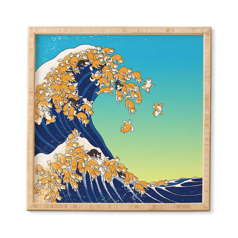 Big Nose Work Shiba Inu Great Waves Framed Wall Art