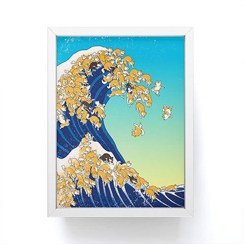 Big Nose Work Shiba Inu Great Waves Framed Mini Art Print