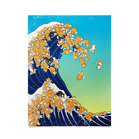 Big Nose Work Shiba Inu Great Waves Poster