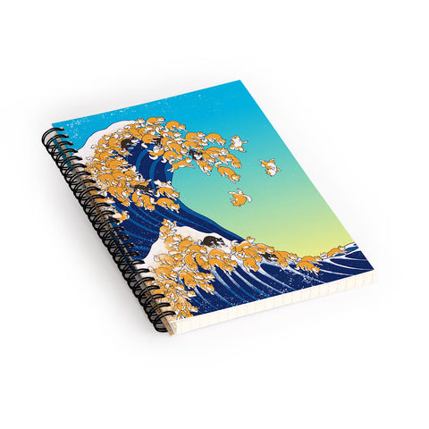 Big Nose Work Shiba Inu Great Waves Spiral Notebook