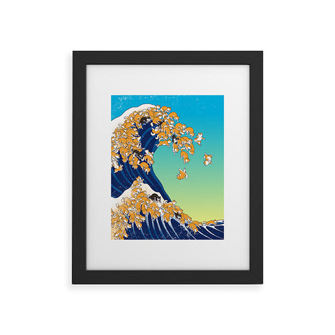 Big Nose Work Shiba Inu Great Waves Framed Art Print