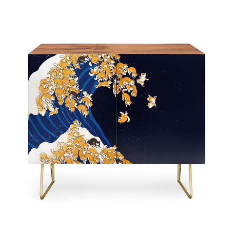 Big Nose Work Shiba Inu The Great Wave in Night Credenza