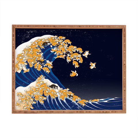 Big Nose Work Shiba Inu The Great Wave in Night Rectangular Tray