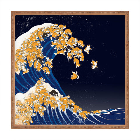 Big Nose Work Shiba Inu The Great Wave in Night Square Tray