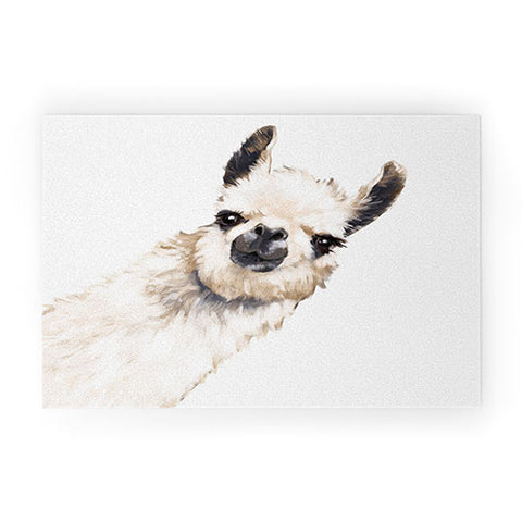 Big Nose Work Sneaky Llama White Welcome Mat