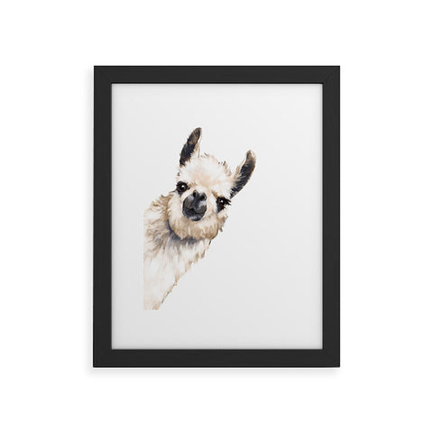 Big Nose Work Sneaky Llama White Framed Art Print