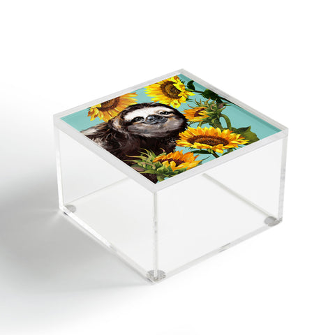 Big Nose Work Sneaky Sloth with Sunflowers Acrylic Box
