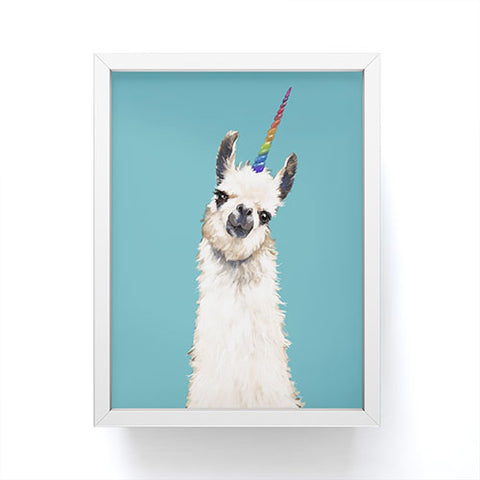Big Nose Work Unicorn Llama in Blue Framed Mini Art Print
