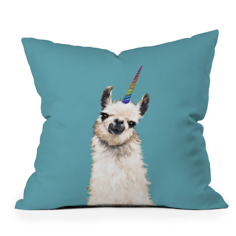 Big Nose Work Unicorn Llama in Blue Throw Pillow
