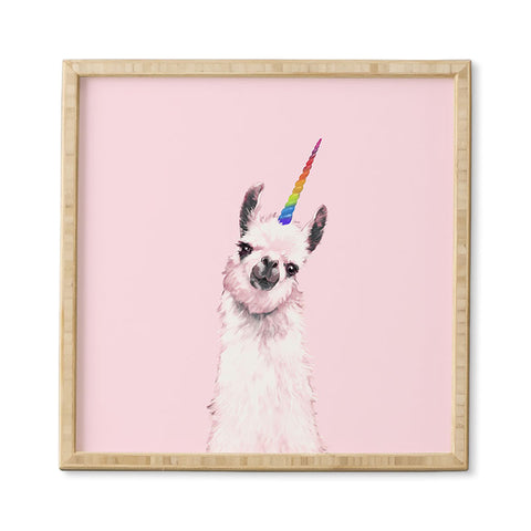 Big Nose Work Unicorn Llama in Pink Framed Wall Art