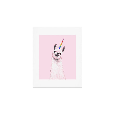 Big Nose Work Unicorn Llama in Pink Art Print