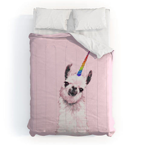 Big Nose Work Unicorn Llama in Pink Comforter