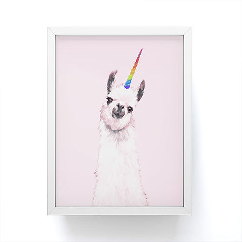 Big Nose Work Unicorn Llama in Pink Framed Mini Art Print