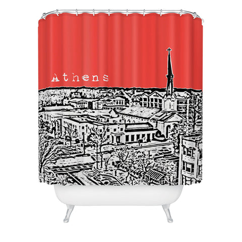Bird Ave Athens Red Shower Curtain