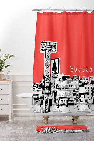 Bird Ave Boston Fenway Shower Curtain And Mat