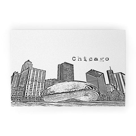 Bird Ave Chicago Illinois Black and White Welcome Mat