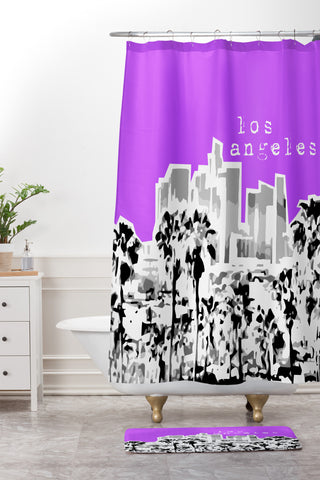 Bird Ave Los Angeles Purple Shower Curtain And Mat