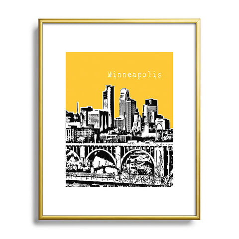 Bird Ave Minneapolis Yellow Metal Framed Art Print