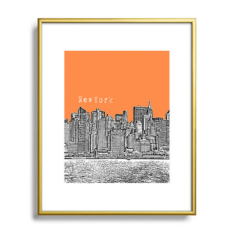 Bird Ave New York Orange Metal Framed Art Print
