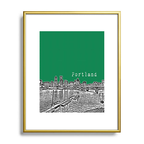 Bird Ave Portland Green Metal Framed Art Print