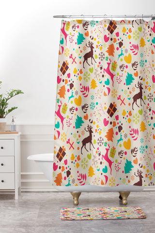 BlueLela Christmas pattern 01 Shower Curtain And Mat