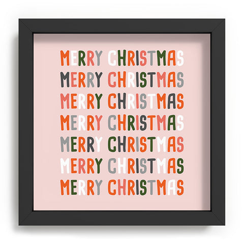 BlueLela Merry Christmas and Happy New Year Pink Recessed Framing Square