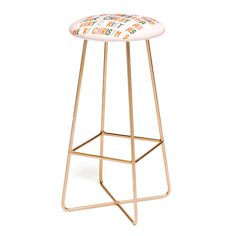 BlueLela Merry Christmas and Happy New Year Pink Bar Stool
